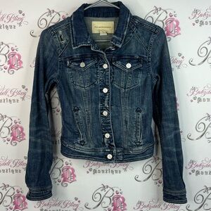 Pilcro and the letter press Jean jacket denim Blue White Silver buttons
